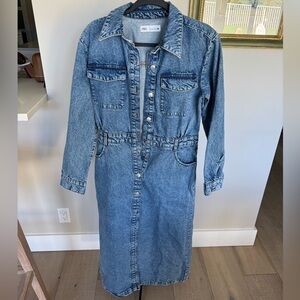 Zara Long Sleeve Denim Maxi Dress